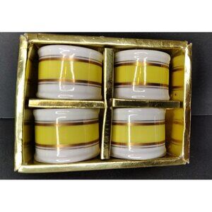 Vintage Marshall Field & Company Set of 6 Porcelain Napkin Rings Yellow and Gold